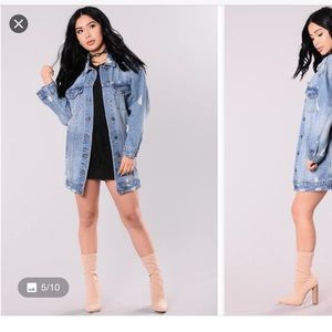 Long jean jacket from fashion nova